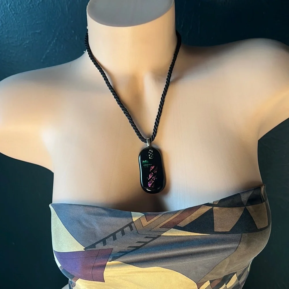 Dichroic glass jewelry pendant, Dichroic glass necklace, fused glass pendant​